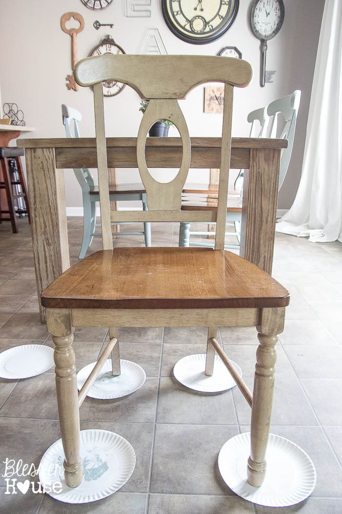 Distressed Duck Egg Dining Chairs Makeover Bless Er House Duck Egg Blue Distressed Dining Chairs 2 Of 14