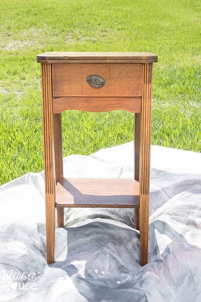 Aged Metallic Decoupaged Nightstand Aged Metallic Decoupaged Nightstand