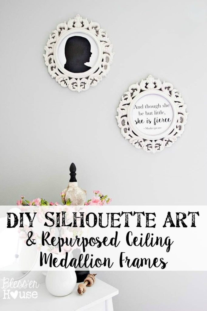 Diy Silhouette Art And Repurposed Ceiling Medallion Frames Diy Silhouette Art And Repurposed Ceiling Medallion Frames