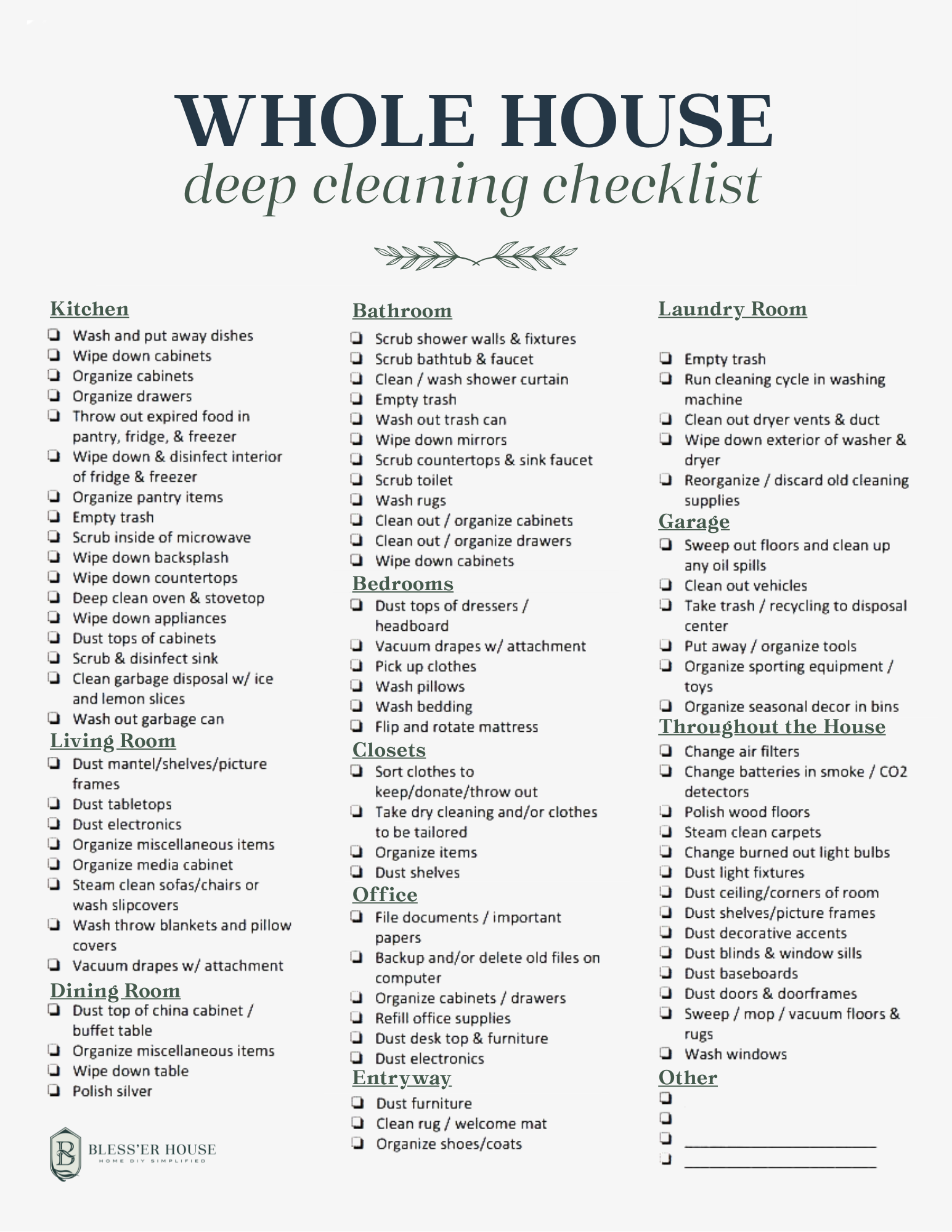 Deep Cleaning List By Room Deep Cleaning List By Room