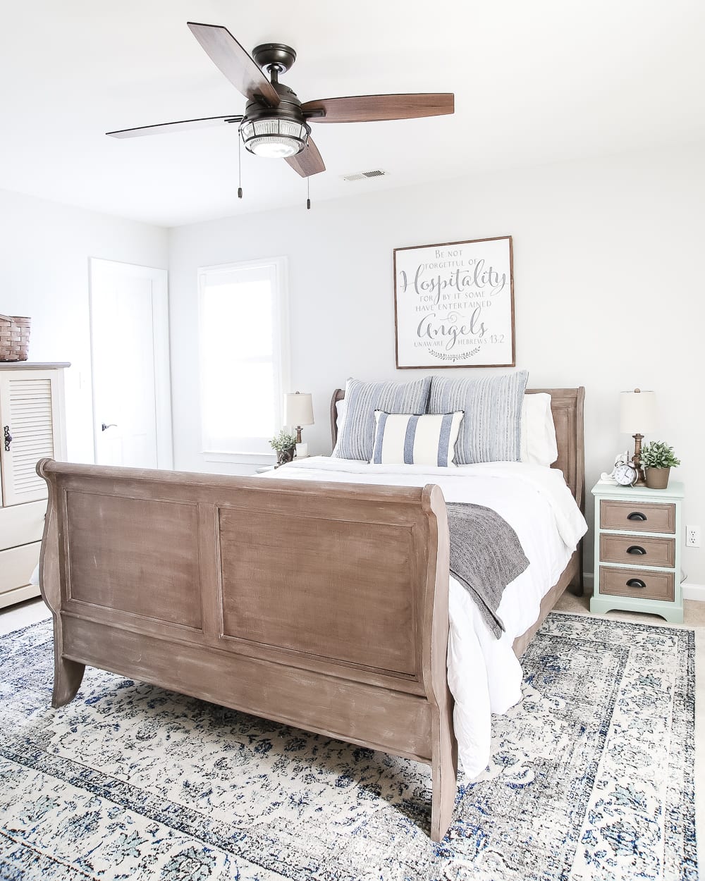 Painted Weathered Wood Bed Makeover | blesserhouse.com - A thrifted bed gets a painted weathered wood Restoration Hardware look with no messy furniture stripping and in 3 quick steps.