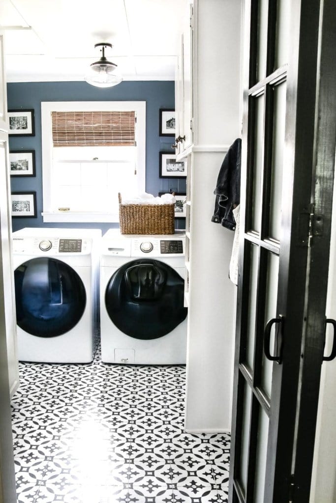 High Contrast Laundry Room Makeover Reveal - Bless'er House