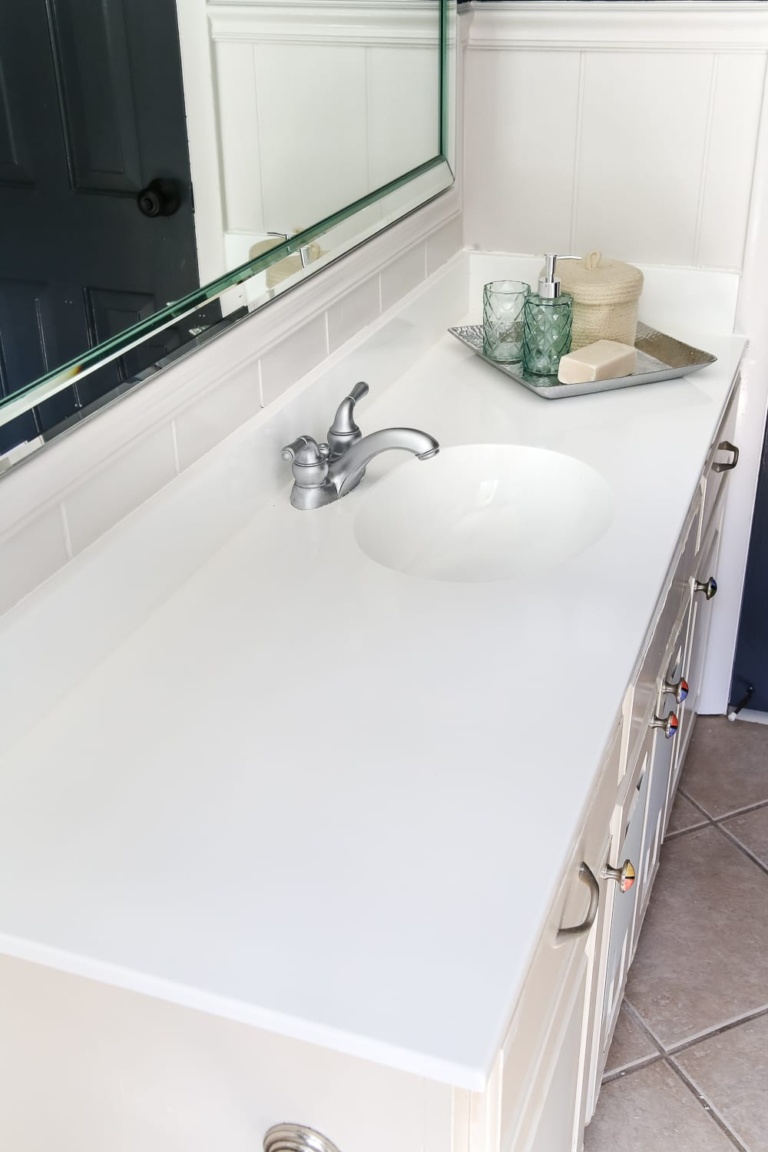 DIY Painted Bathroom Sink Countertop - Bless'er House