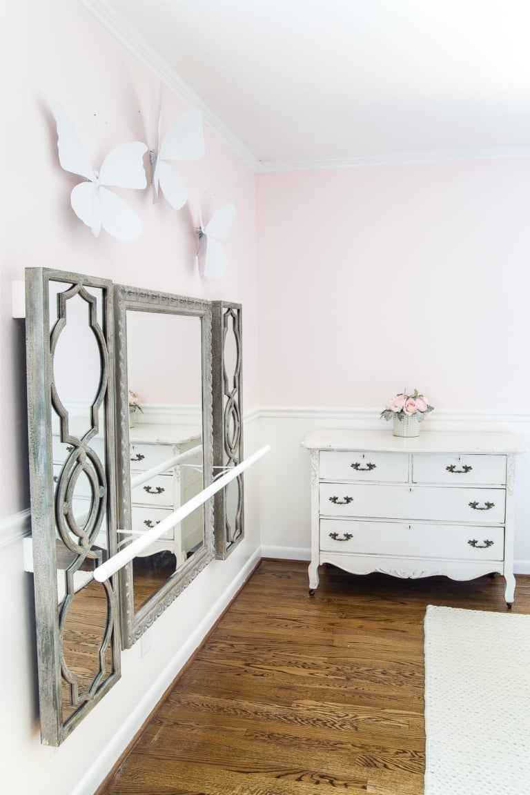 DIY Ballet Barre and How to Hang Wall Decor on a Chair Rail