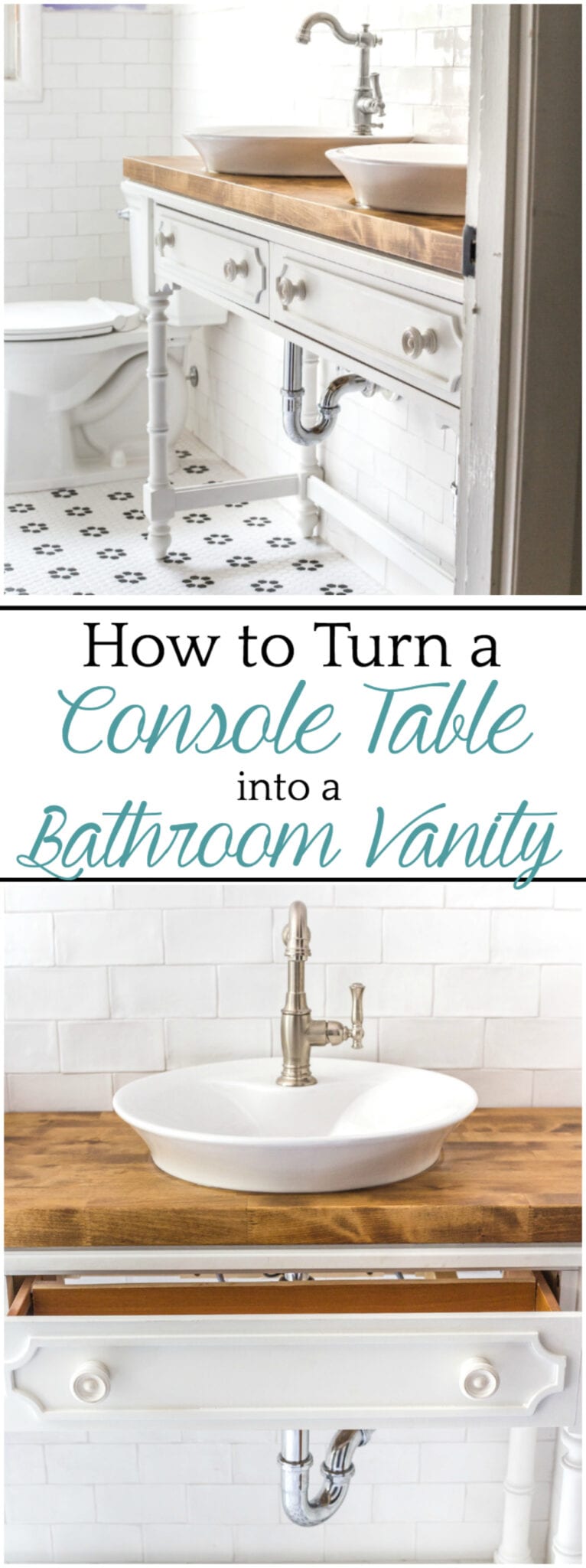 How To Turn A Console Table Into A Bathroom Vanity Blesser House How To Turn A Console Table Into A Bathroom Vanity Blesser House