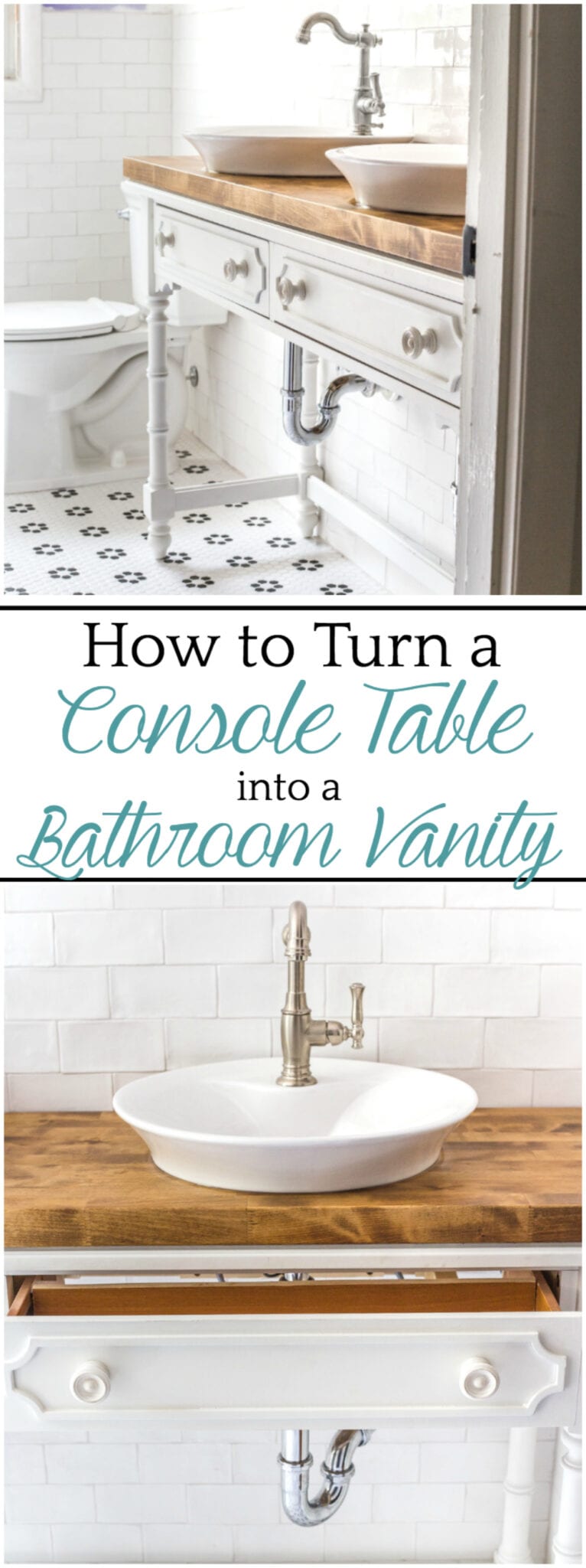 How To Turn A Console Table Into A Bathroom Vanity Bless