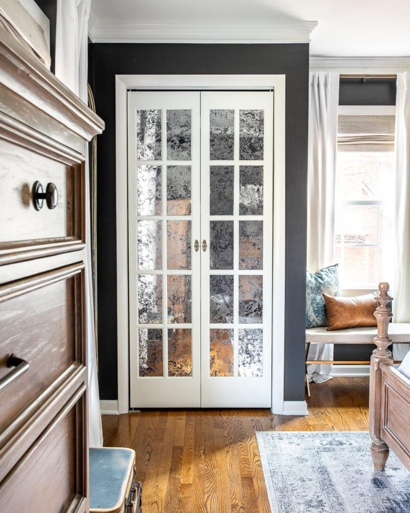 Easy DIY Mirrored French Bi-Fold Closet Door Makeover - Bless'er House