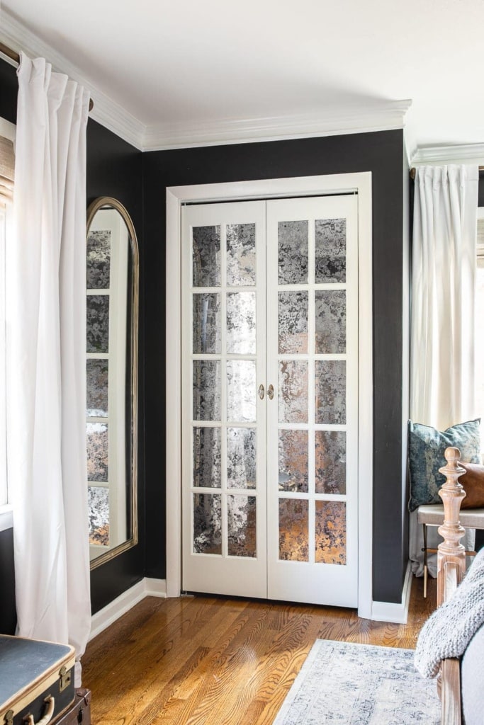 Easy DIY Mirrored French Bi-Fold Closet Door Makeover - Bless'er House