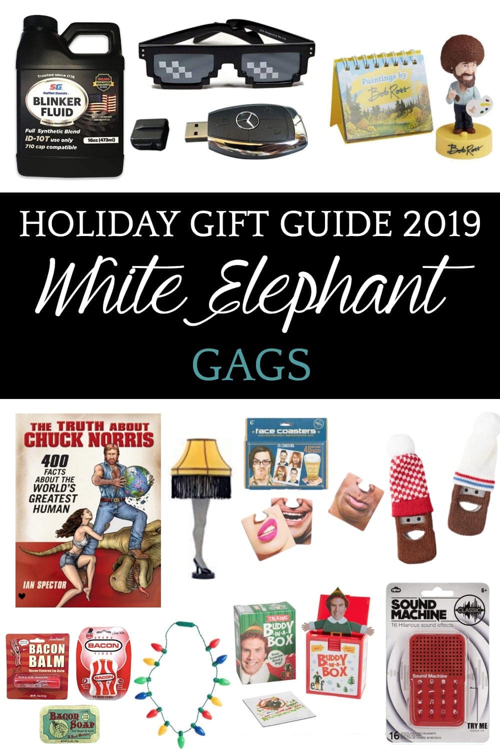 White Elephant Gag Gift Ideas | 40 white elephant gift ideas that are hilarious, useful, or for kids to make your next Christmas party a hit. #whiteelephantgifts