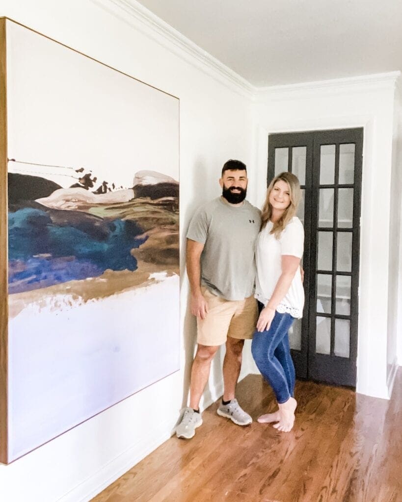 DIY Large Scale Wall Art from a Shower Curtain Bless'er House