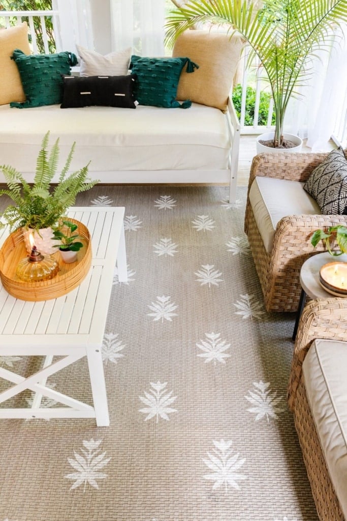 Floral Block DIY Outdoor Rug and How to Make a Stencil with Cricut