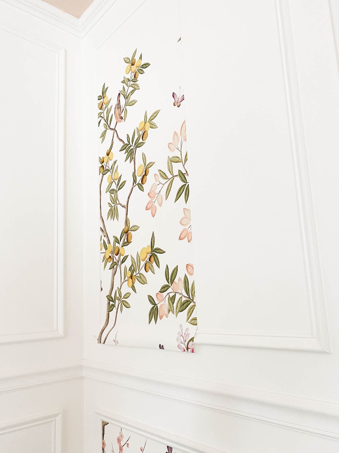 trimming excess wallpaper around picture frame molding