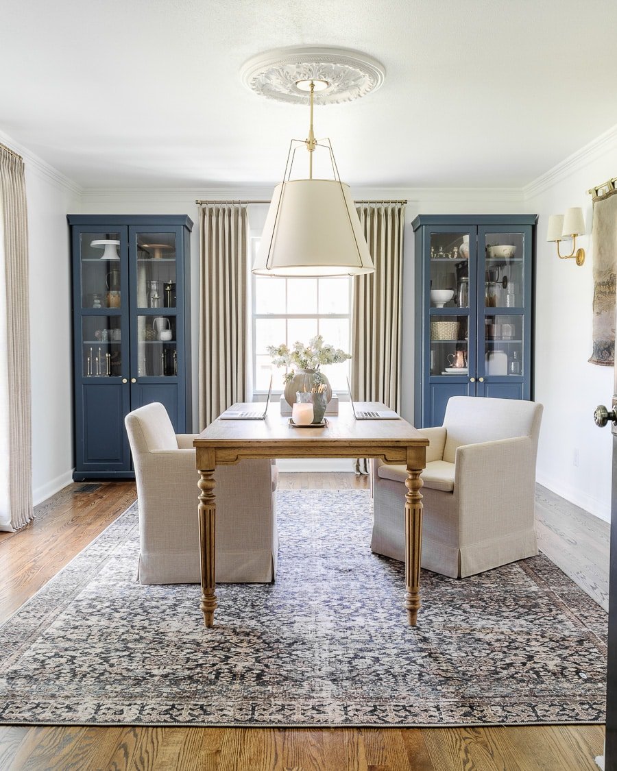 modern traditional home office painted benjamin moore chantilly lace