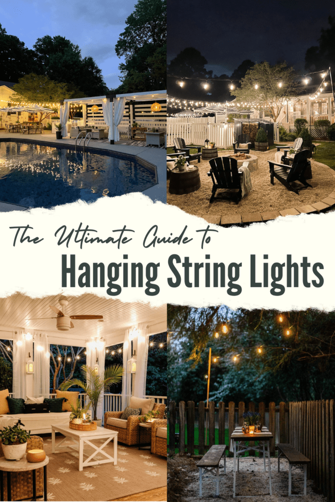 How to Hang Outdoor String Lights Anywhere in a Backyard Bless'er House