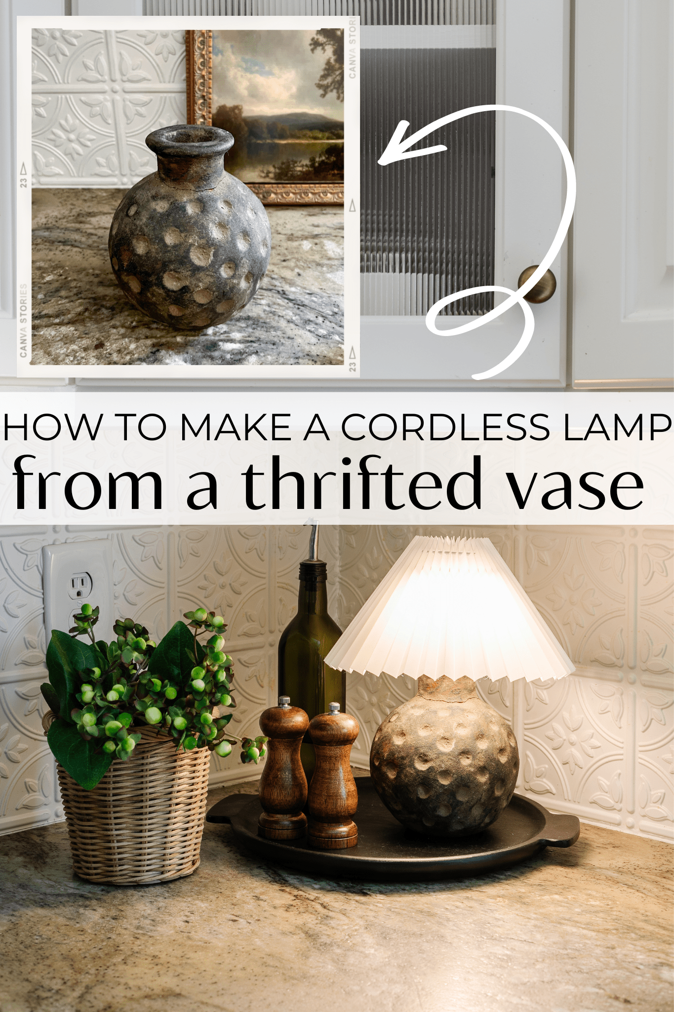 cordless diy lamp using a thrifted vase