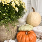 front porch steps decorated for fall