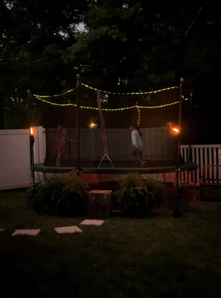 side yard play area and trampoline decor