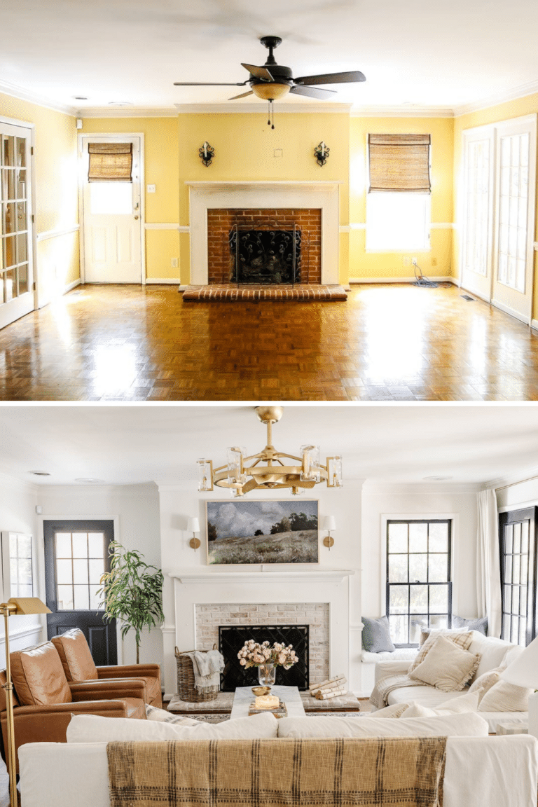 DIY Lime Washed Brick Fireplace - Easy Tutorial - Bless'er House