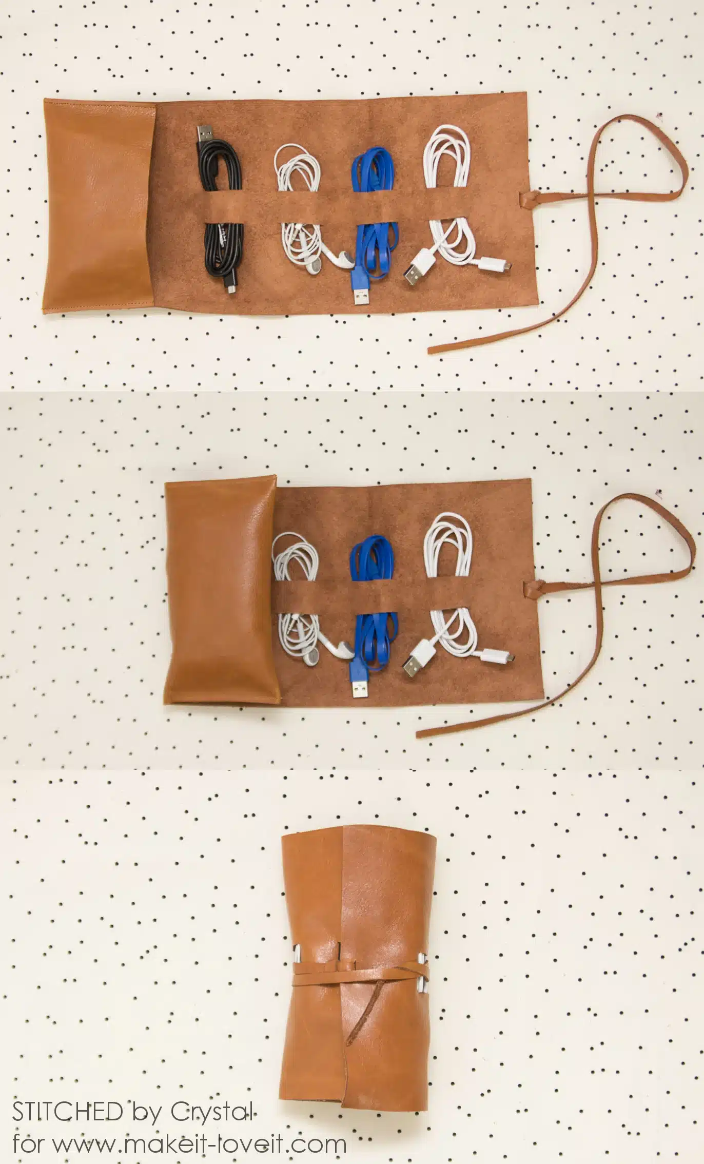 DIY cord roll made of leather
