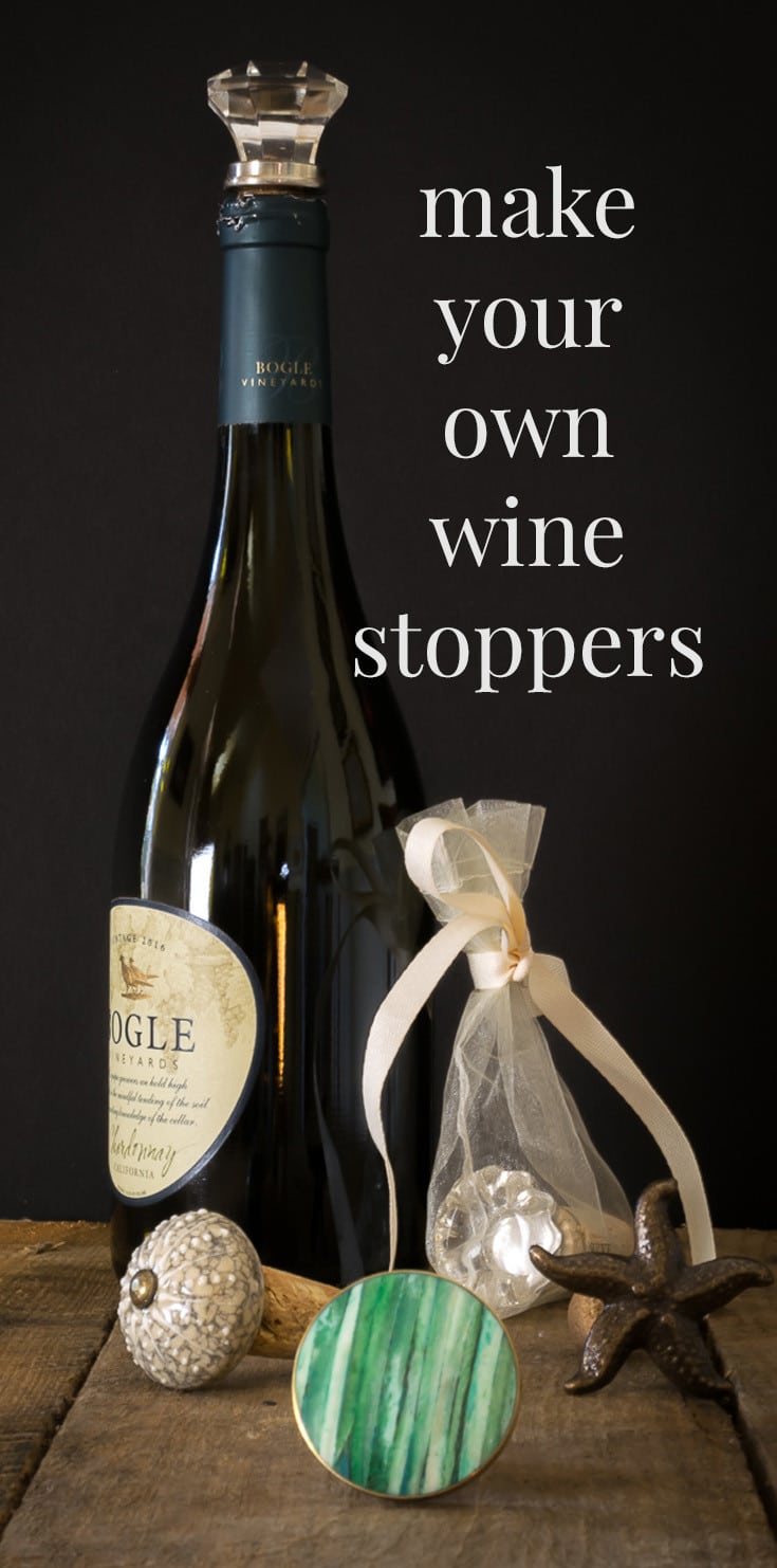 DIY wine stoppers made from cabinet pulls and corks