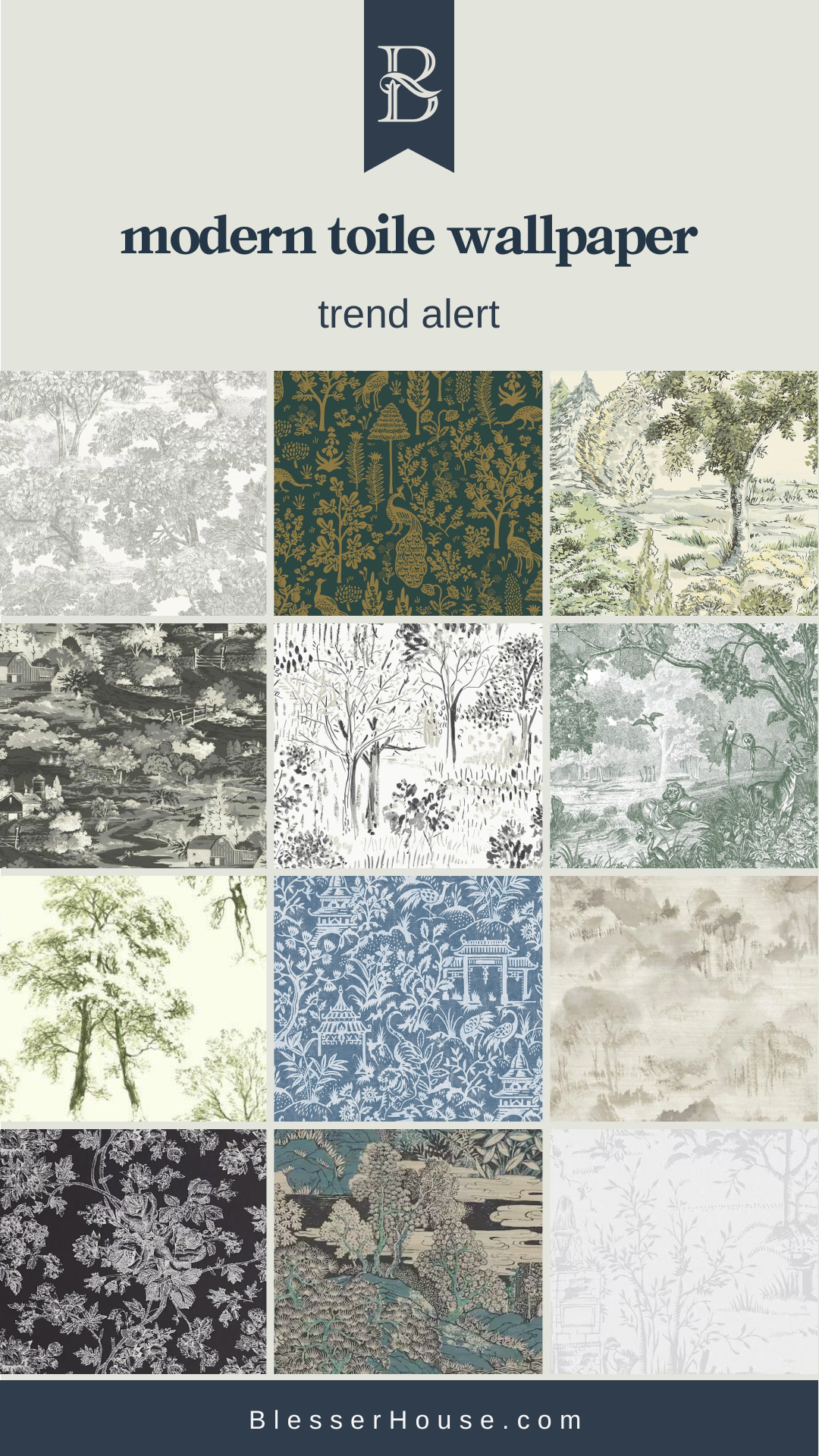 trending modern toile wallpapers