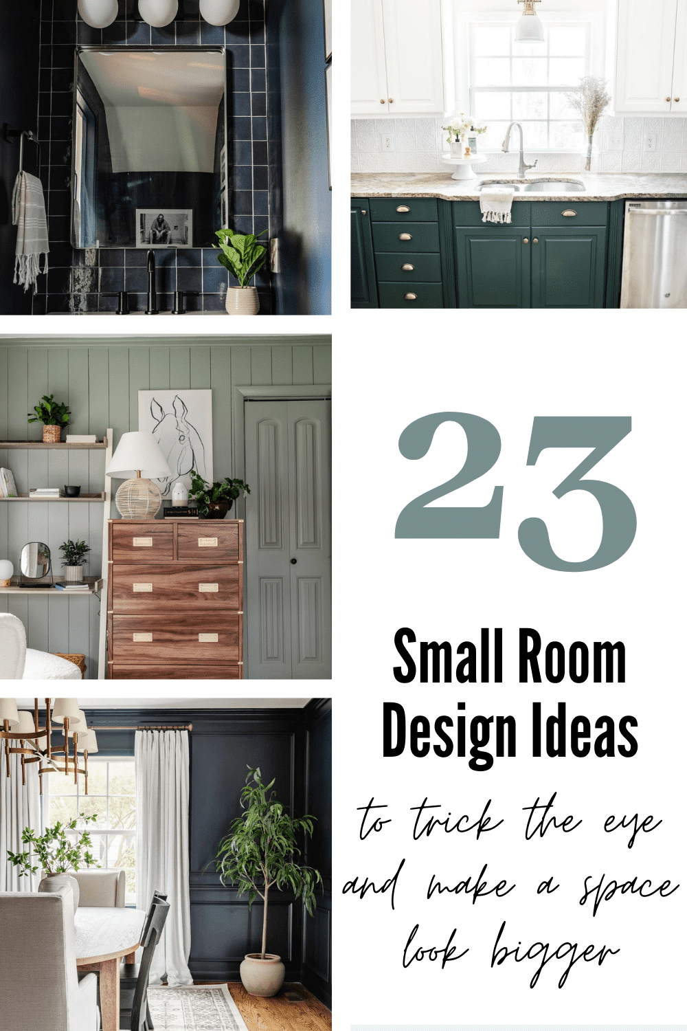 Small room design tricks for decorating, furniture selecting, choosing paint colors, and utilizing function to make a space look bigger. 