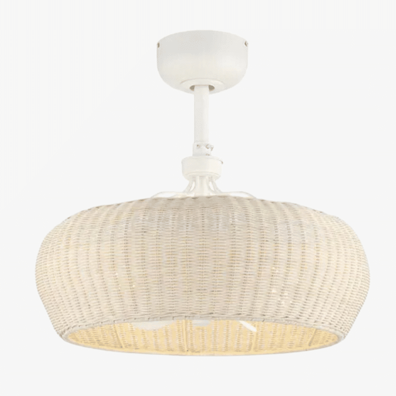 matte white rattan shaded fan