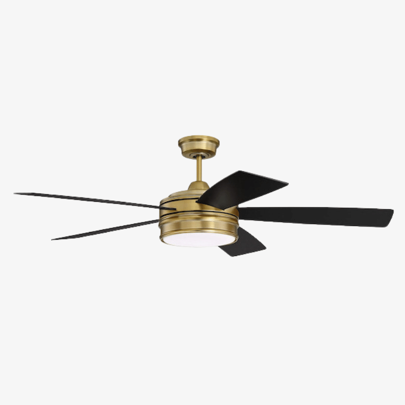 braxton dual mount satin brass black ceiling fan