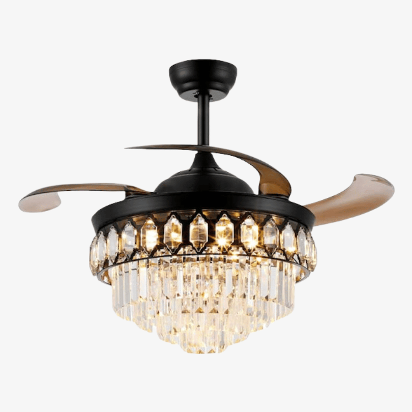 retractable black crystal fandelier