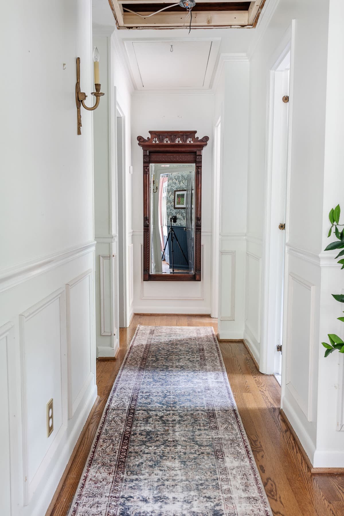patching a ceiling in a hallway