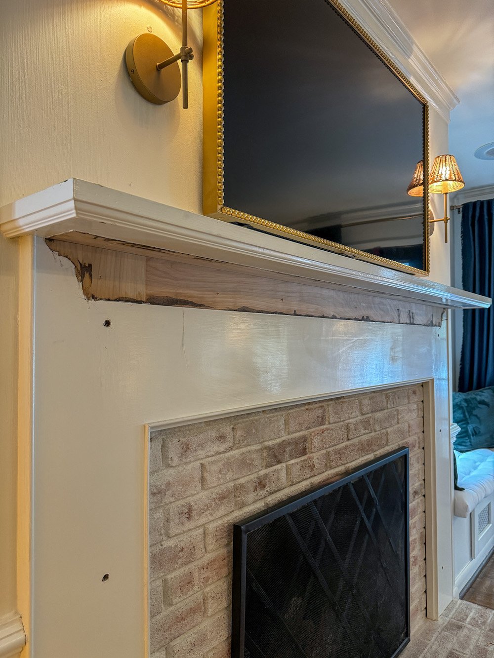 removing mantel shelf to add molding