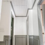 how to hide attic door in ceiling with tongue and groove shiplap