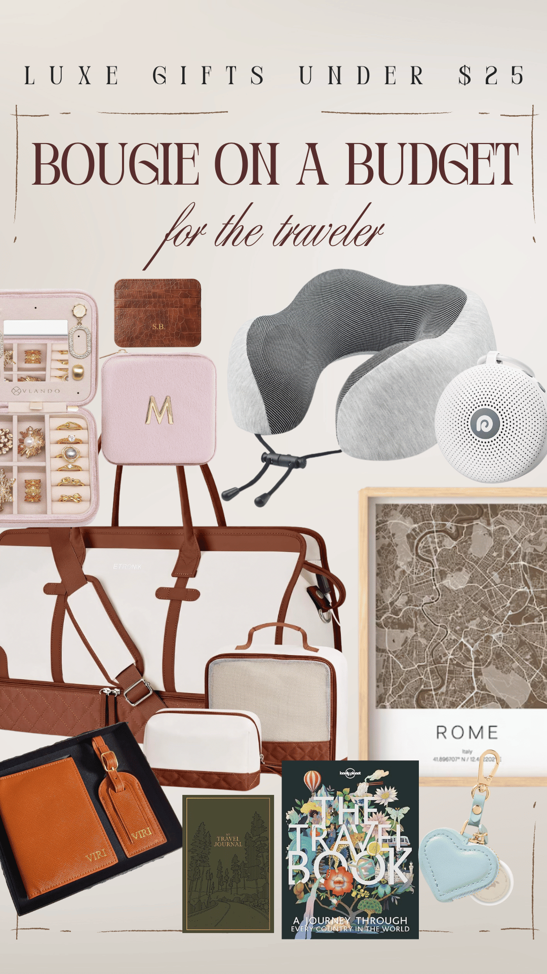 cheap gift ideas under $25 travel jet setter traveler mom grandma girlfriend sister aunt best friend