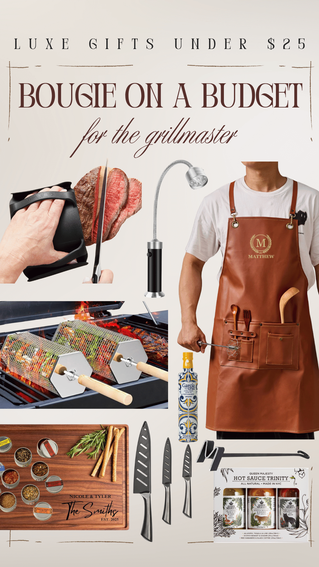 cheap gift ideas under $25 grilling barbecue grillmaster cooking chef grill for him dad grandpa uncle brother friend boyfriend