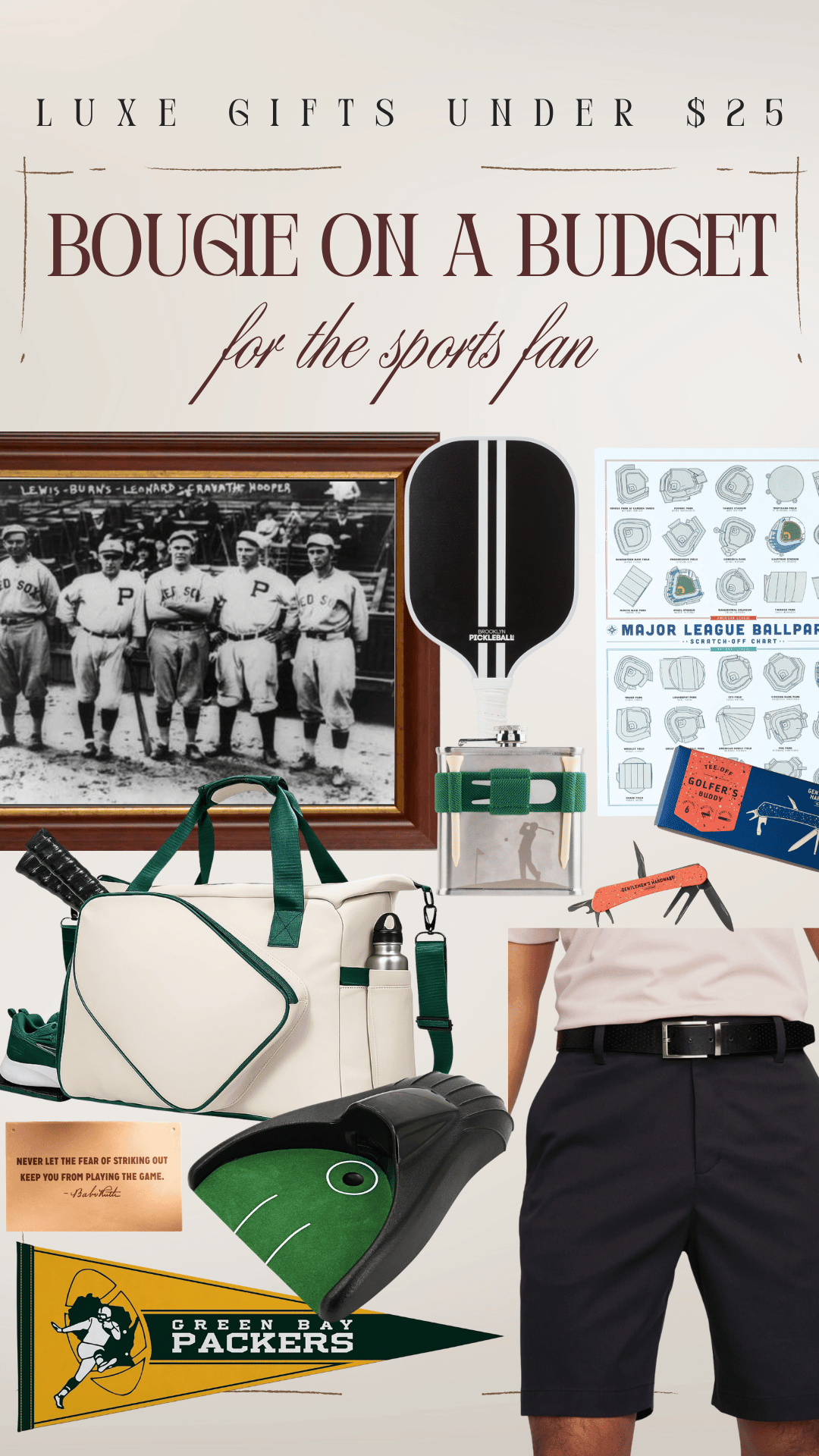 cheap gift ideas under $25 for him sports fan golf pickleball football tennis baseball dad grandpa uncle brother friend boyfriend