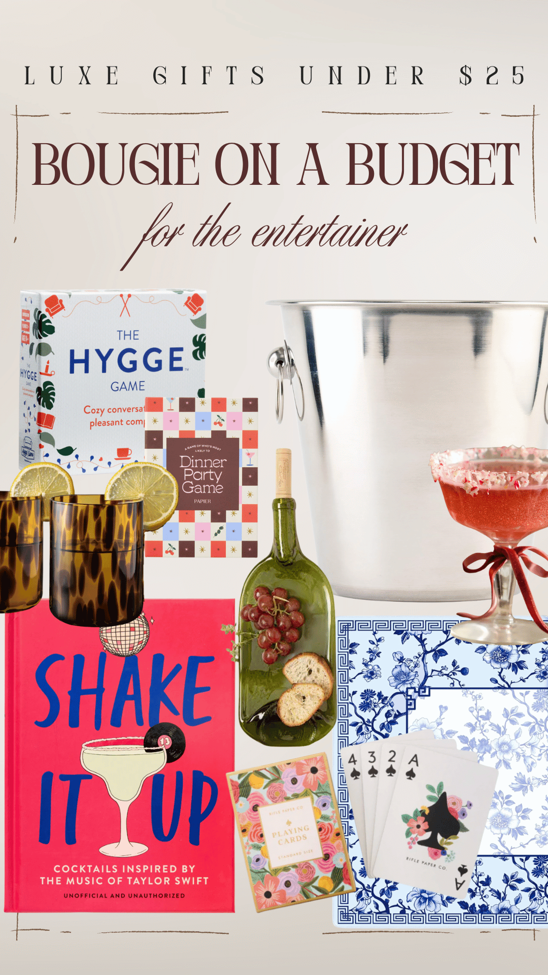 cheap gift ideas under $25 host entertaining bartending cocktails mom grandma girlfriend sister aunt best friend