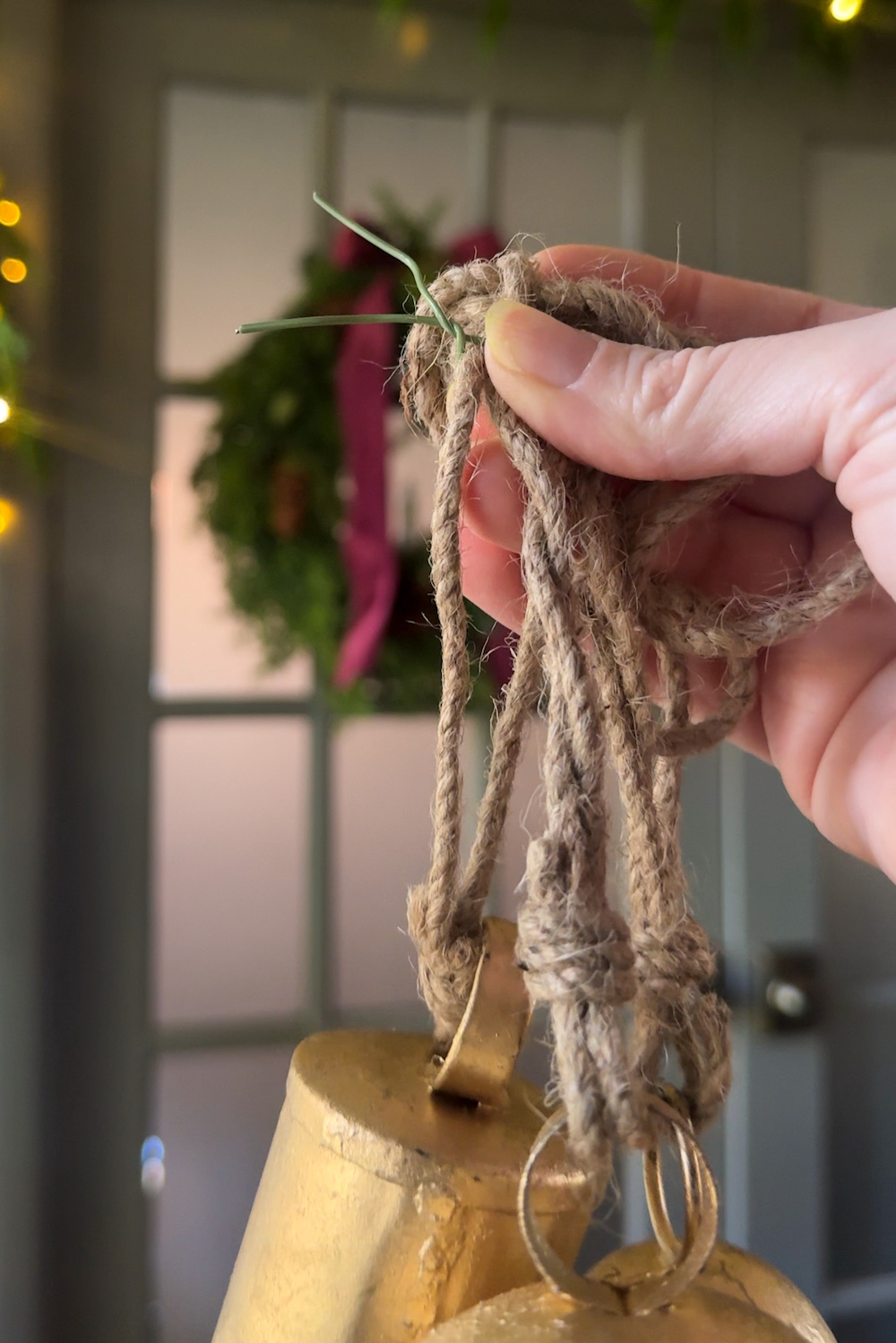 how to hang doorway garland inside with no damage for Christmas
