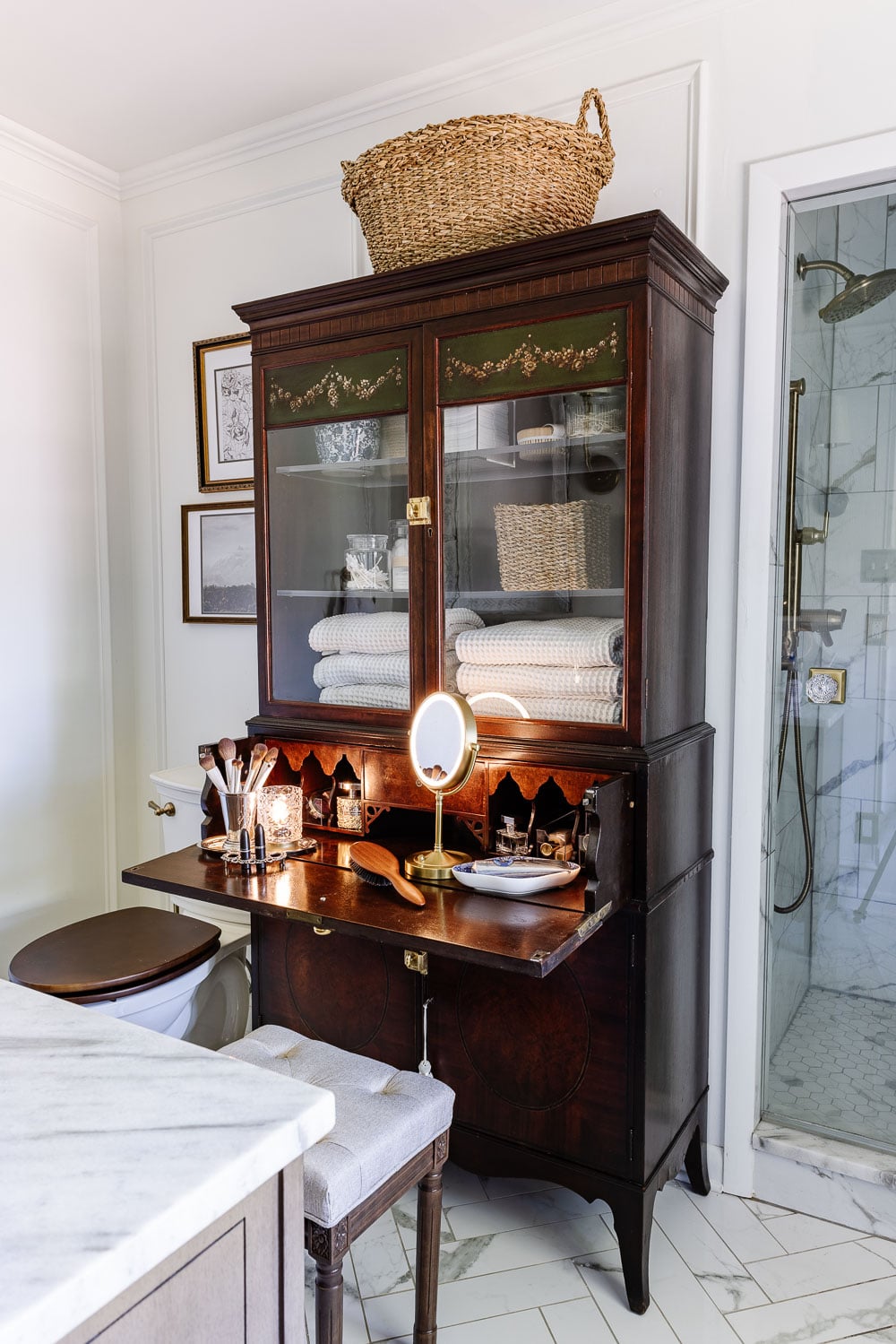 secretary desk makeup vanity bathroom storage