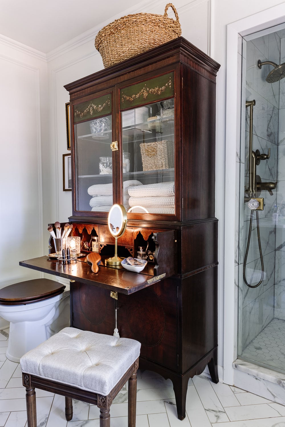 secretary desk makeup vanity bathroom storage