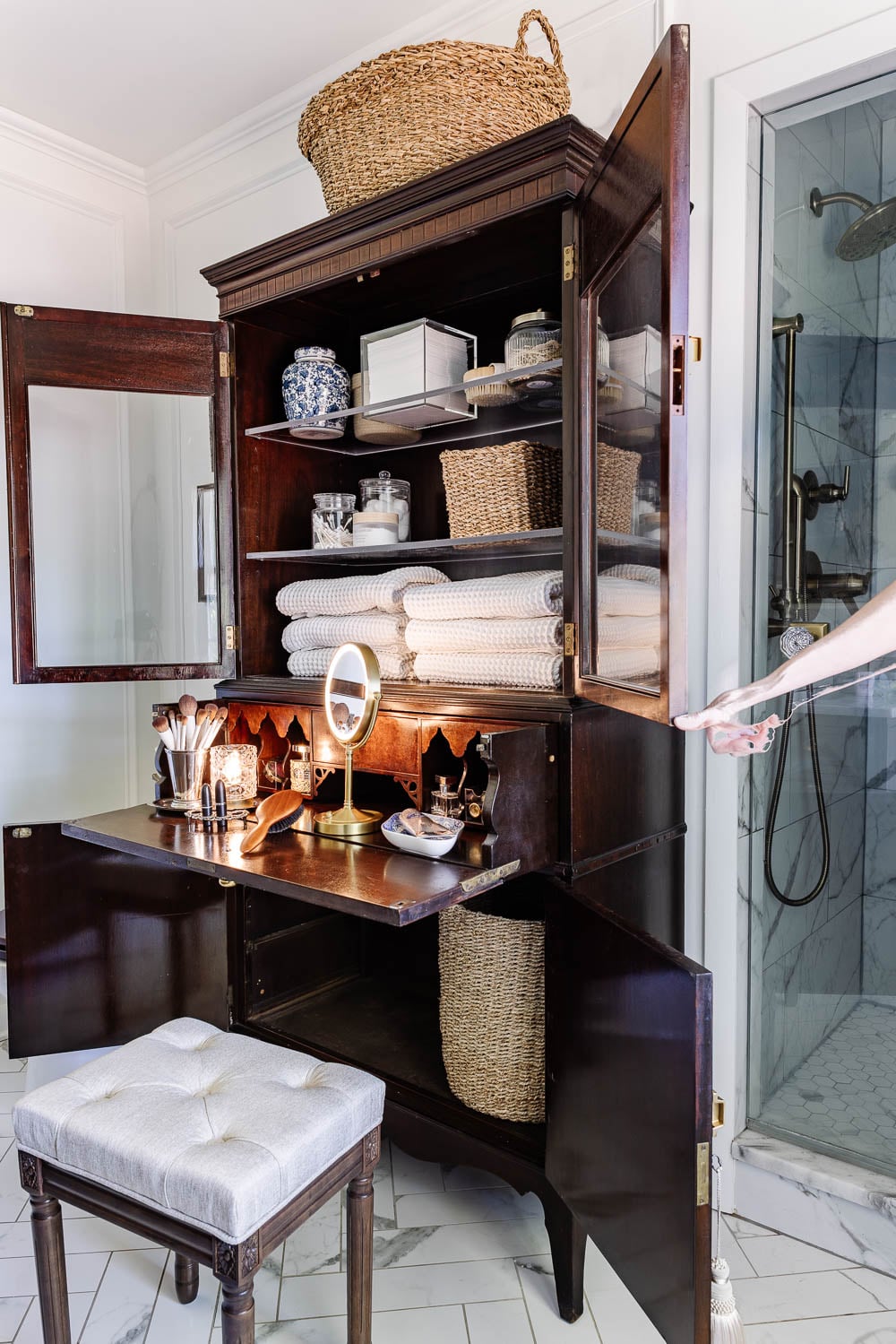 secretary desk makeup vanity bathroom storage