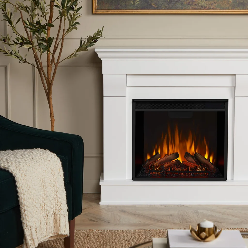 Budget-Friendly White Simple Modern Electric Fireplace